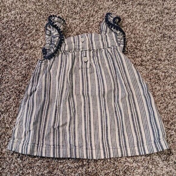 Carter's 18 Months Baby Girl Blue and White Stripes Sleeveless Tank Top Shirt - Picture 5 of 5